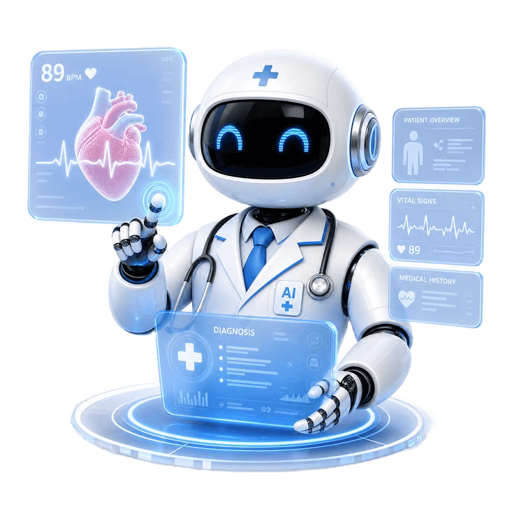 AI healthcare assistant with patient information panels