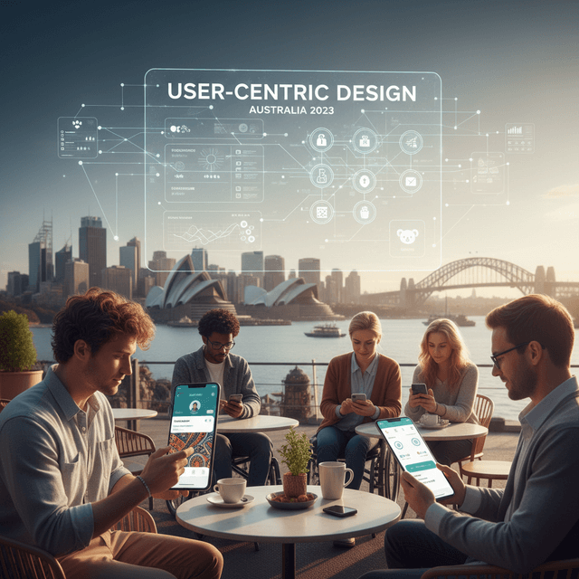 A modern user interacting with a mobile app interface showcasing user-centric design trends in Australia.