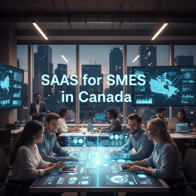 Future of SaaS for Canadian SMEs: 5 Shocking Predictions Illustration of Canadian SMEs leveraging SaaS tools and cloud innovation