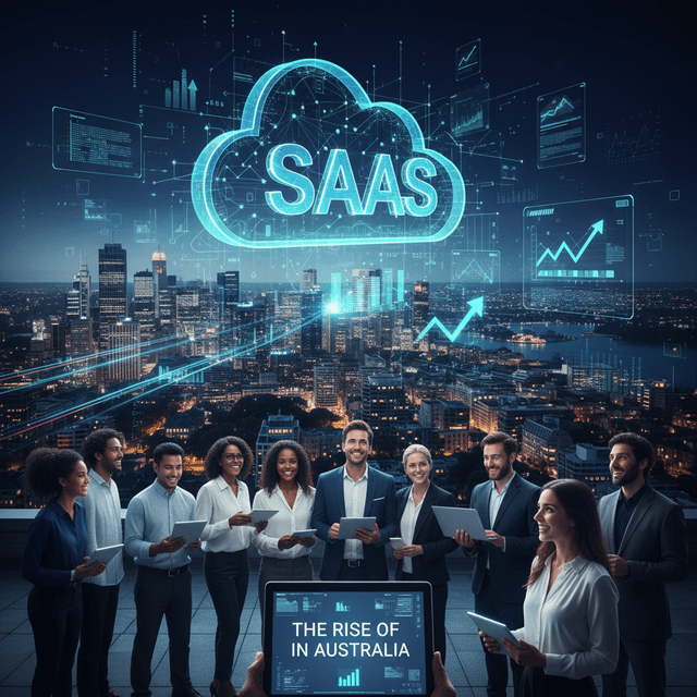 5 SaaS Predictions for Australia That'll Surprise You Future-focused SaaS technology represented with AI and Australian innovation