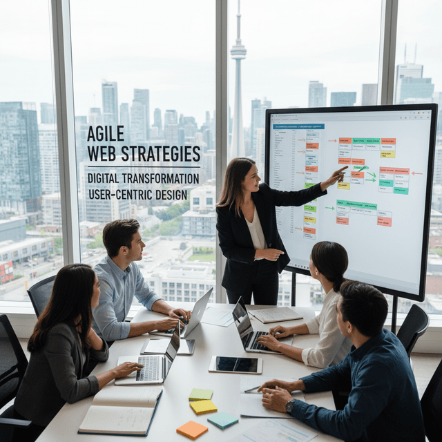 Team collaborating on agile website development in Canada