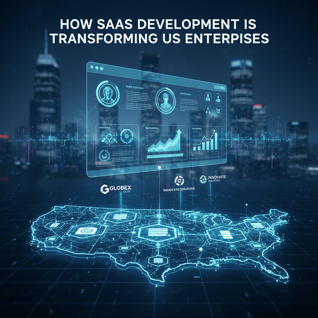 5 Predictions for SaaS Development USA Illustration of SaaS development trends and forecasts for the USA market