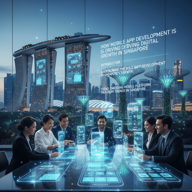 Futuristic smartphone showcasing AI-driven mobile app development in Singapore