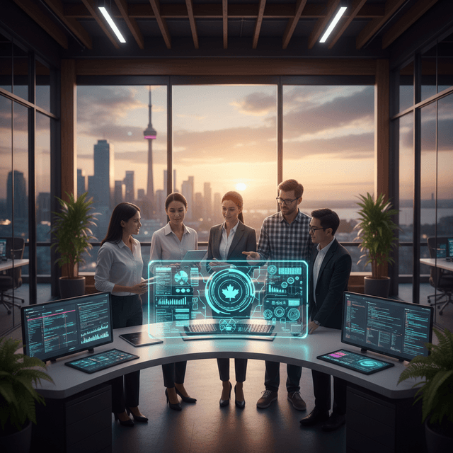 Custom software developers discussing tailored business solutions in Canada