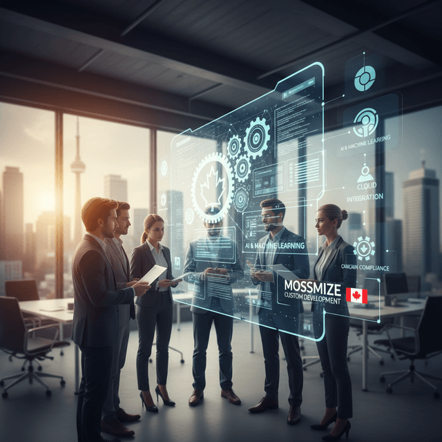 Futuristic digital interface representing Canada custom software trends