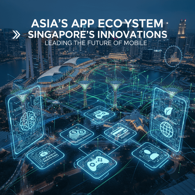 A vibrant visual representing Singapore's cutting-edge mobile app ecosystem and advancements in user engagement.