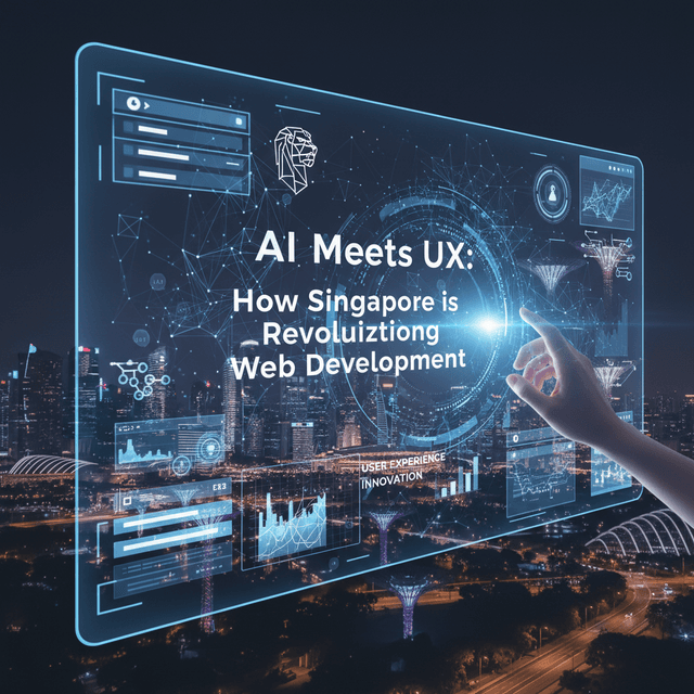 AI-Powered UX: Singapore's Web Development Revolution Illustration of AI transforming web development in Singapore with futuristic cityscape