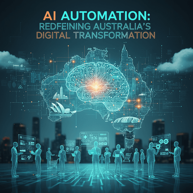 Illustration showcasing AI automation and digital transformation trends in Australian industries