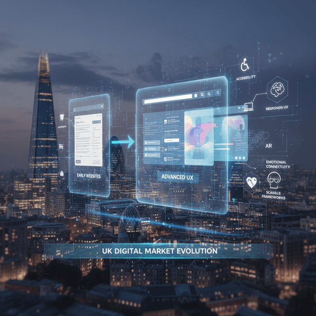 Future of Website Development UK: 5 Shocking Predictions Futuristic representation of website development trends in the UK