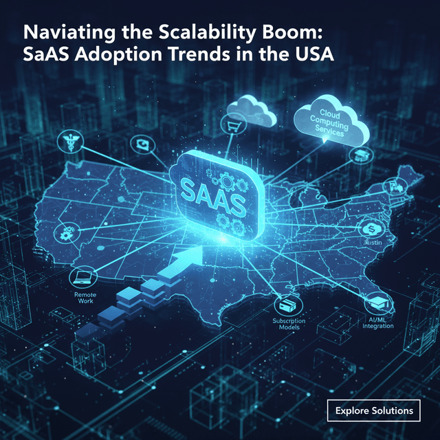 Abstract illustration representing SaaS scalability concepts with cloud and digital elements