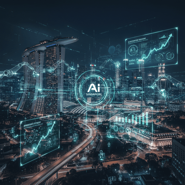Graphic representation of AI automation in Singapore improving global efficiency.