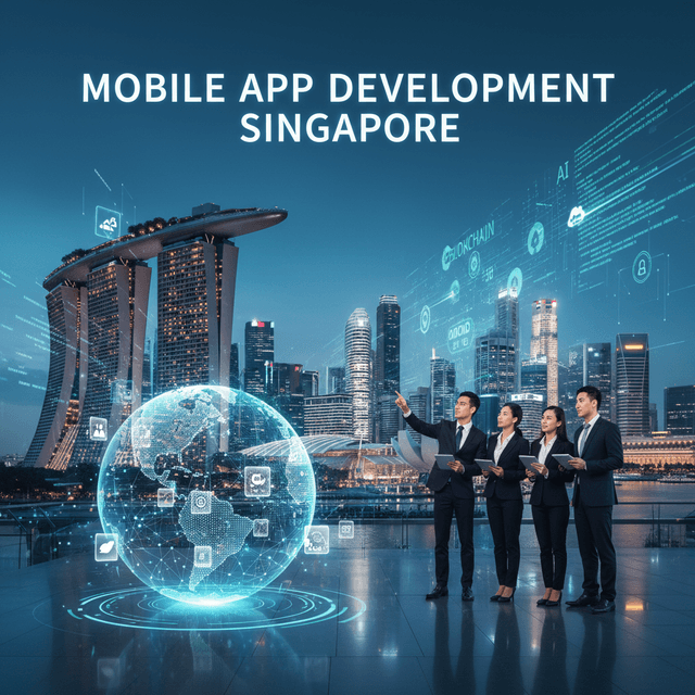 Futuristic representation of mobile app development in Singapore