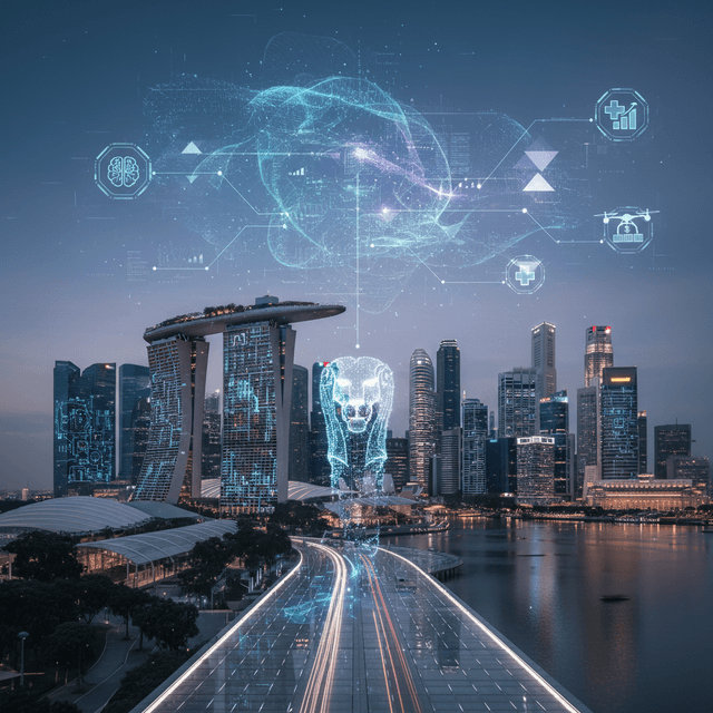 Illustration of AI automation and tech transformation in Singapore