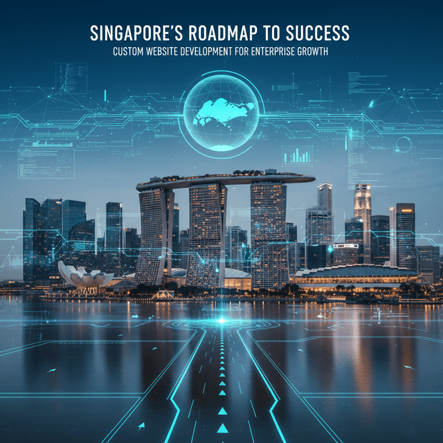 Illustration of futuristic website customization for Singapore enterprises