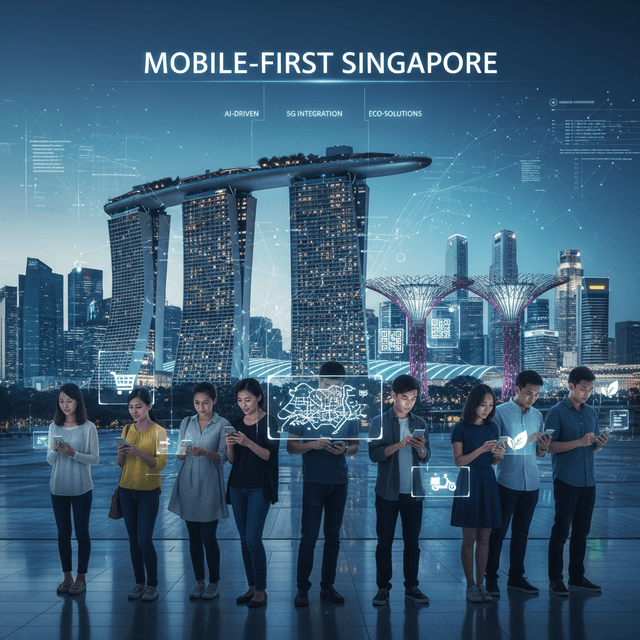 Singapore skyline showcasing its tech advancement and mobile-first innovation