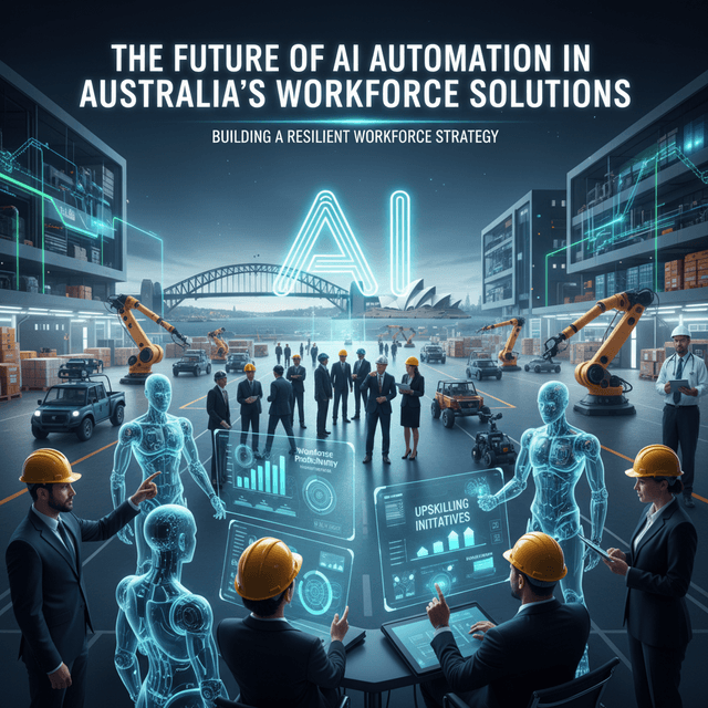 A futuristic depiction of AI technology impacting Australia's workforce.