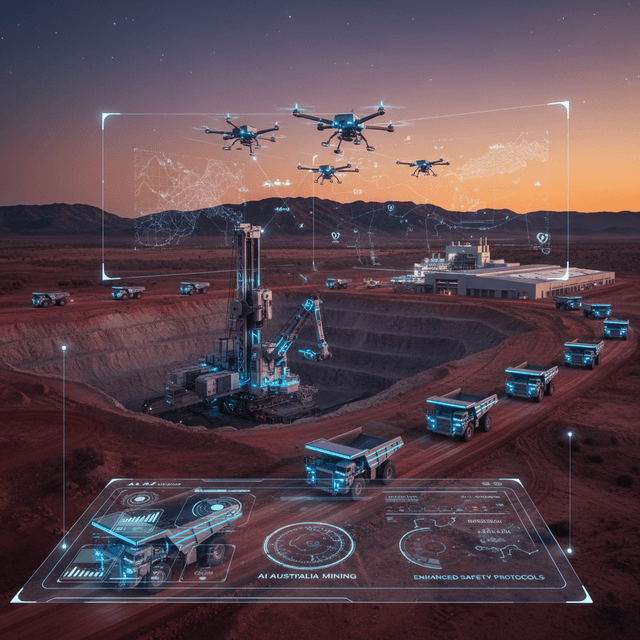 Autonomous mining truck driving through an Australian mine, showcasing the transformative impact of AI technology on mining operations.