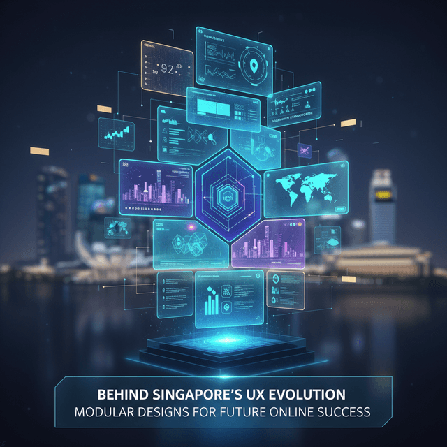 A futuristic digital interface showcasing Singapore UX trends