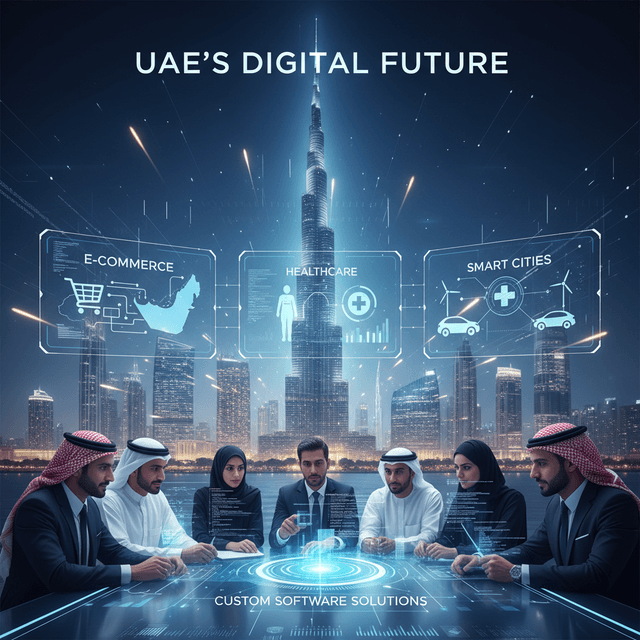 Illustration of digital transformation in UAE using custom software