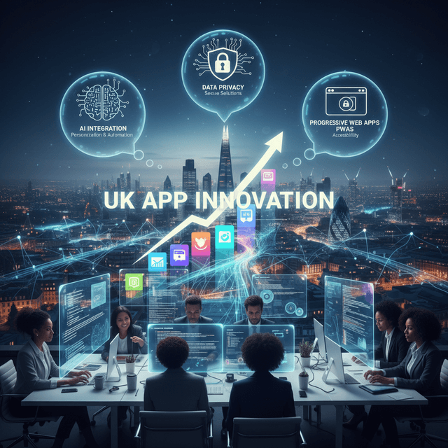 Mobile app developer analyzing futuristic designs on computer screen
