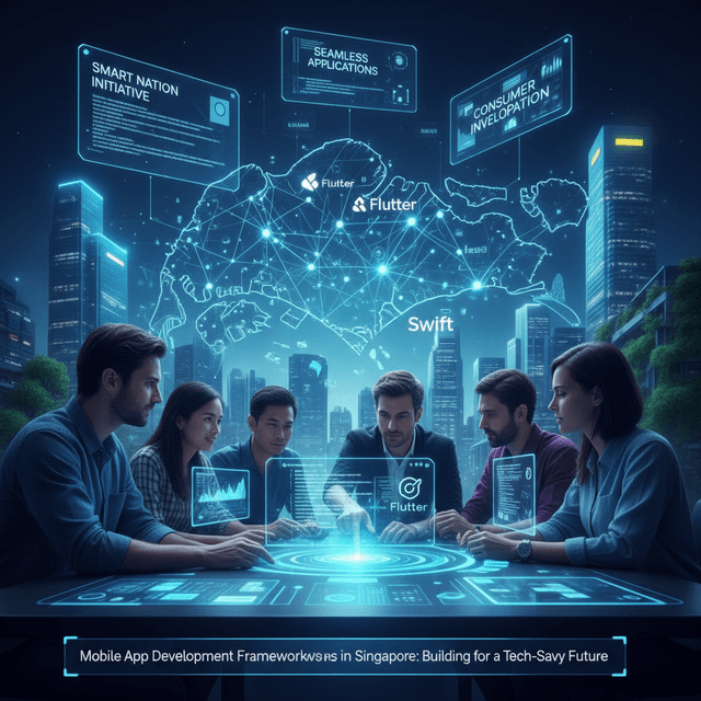 A futuristic depiction of mobile app development in Singapore