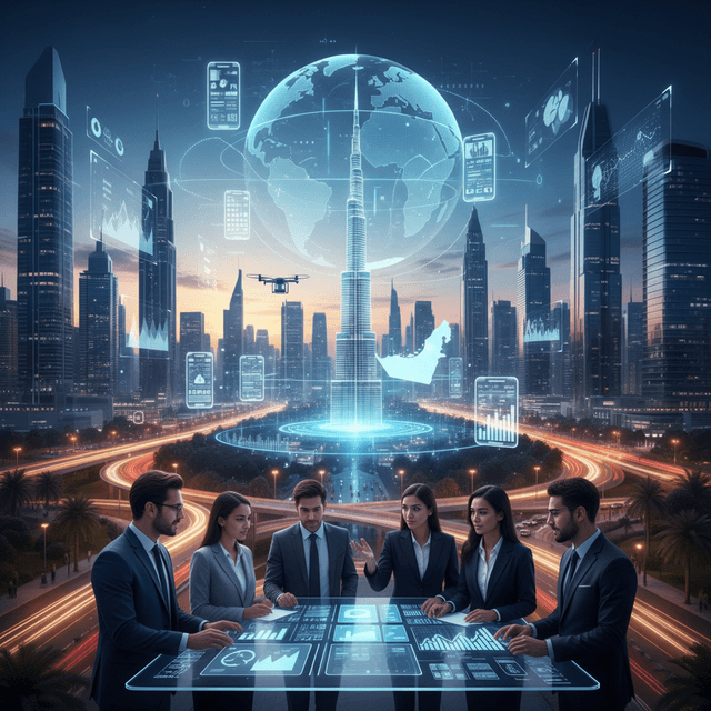 5 Predictions for Mobile App Development in UAE A futuristic smartphone interface symbolizing mobile app development in UAE startups