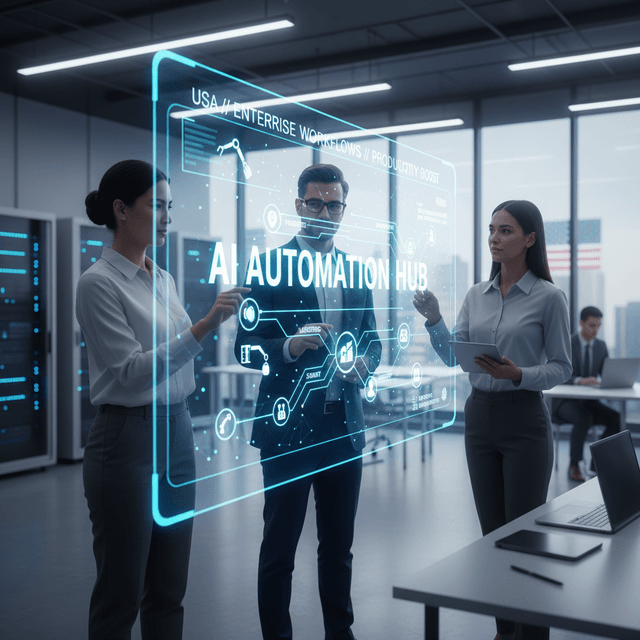 5 Bold Predictions About AI Automation in the USA Illustration of AI technologies transforming workflow processes in American enterprises