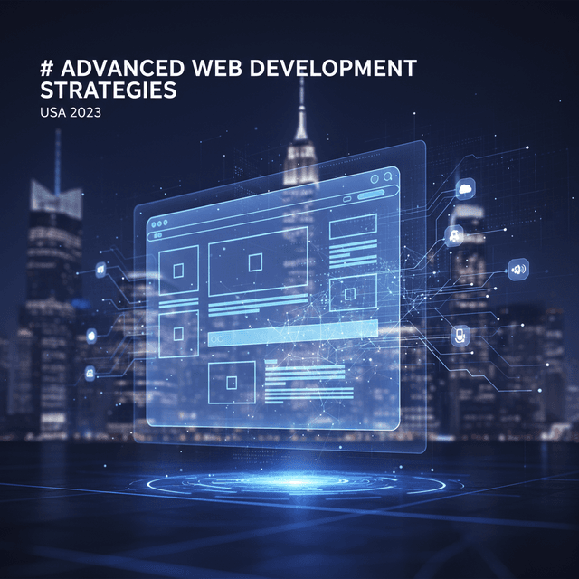 Future of Website Development USA: 5 Shocking Predictions Illustration of futuristic website development concepts in the USA featuring AI and Web3 technology.