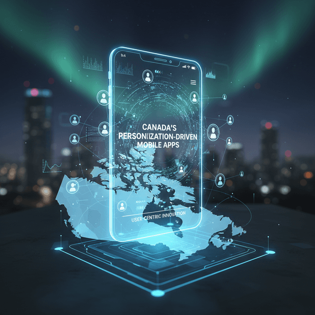 5 Predictions for Personalization in Canadian Mobile Apps A smartphone displaying personalized app features with a Canadian flag in the background