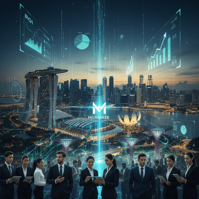 Mossmize Leads Singapore Digital Growth Singapore skyline representing digital growth driven by Mossmize expertise.