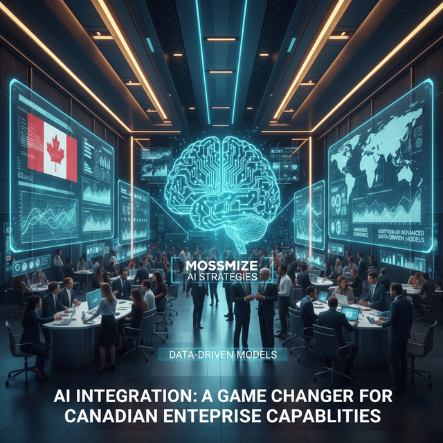 5 AI Predictions for Canadian Enterprises Graphic illustrating AI integration and Canadian enterprises