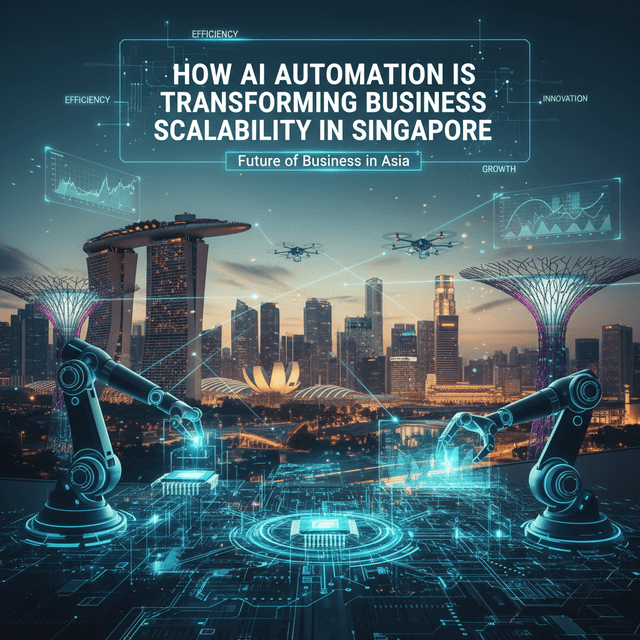 5 Predictions on AI Automation in Singapore Futuristic illustration of artificial intelligence in Singapore's business sector