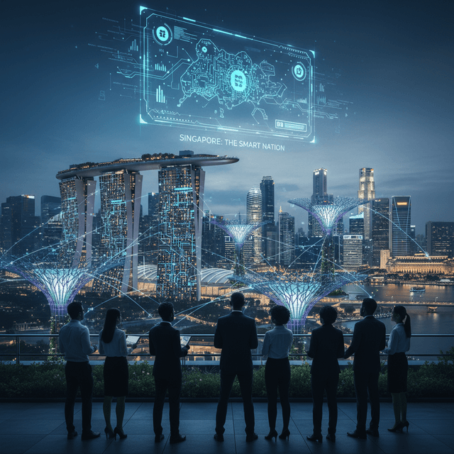 Custom Software in Singapore: Driving Digital Transformation Singapore skyline with representations of digital transformation and custom software solutions.